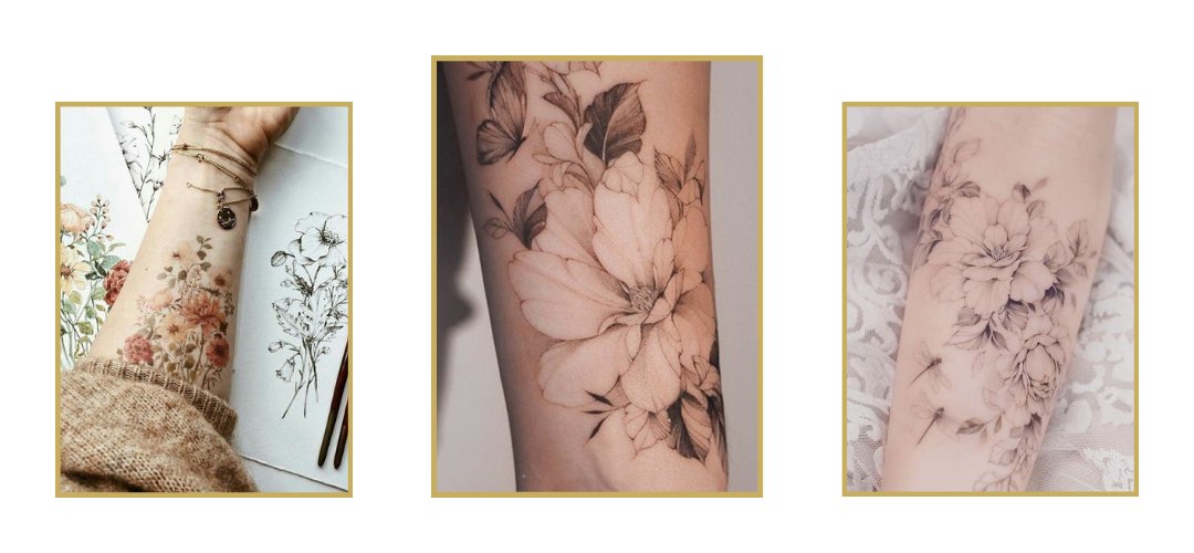 la nature tatouée sur avant bras inspiration florale